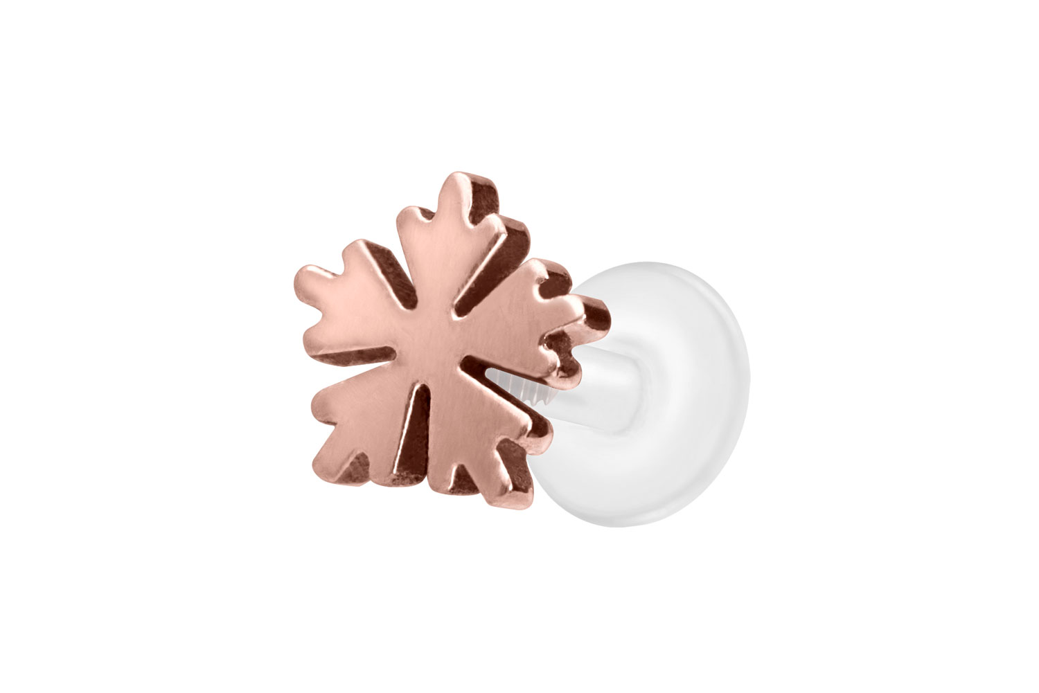 PTFE Labret Piercing mit Innengewinde + Titan-Aufsatz SCHNEEFLOCKE